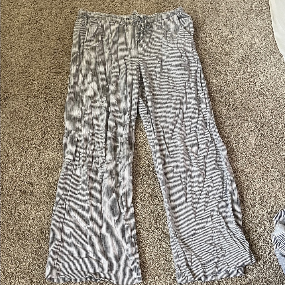 Hollister Navy and White Striped Pants